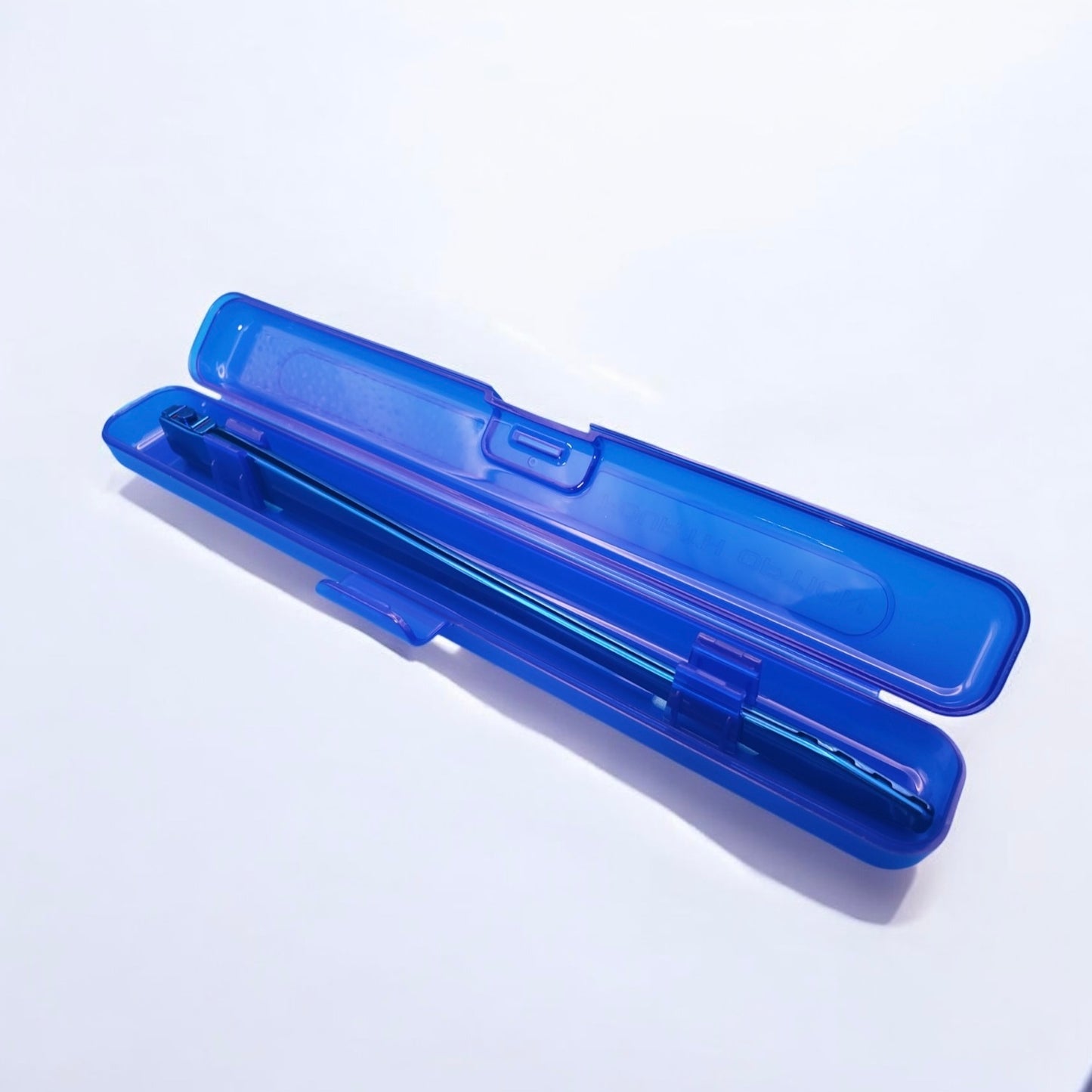 the blue single carry case for the choaf by fourth option sitting propped open