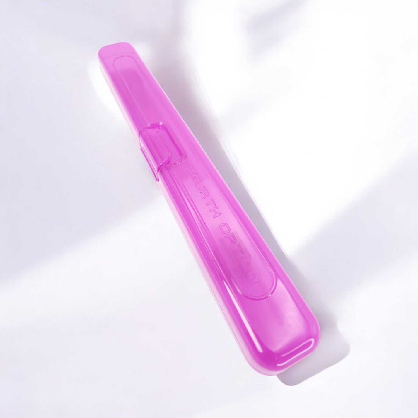 this photo showcases the purple single carry case for the Fourth Option Utensil called the choaf