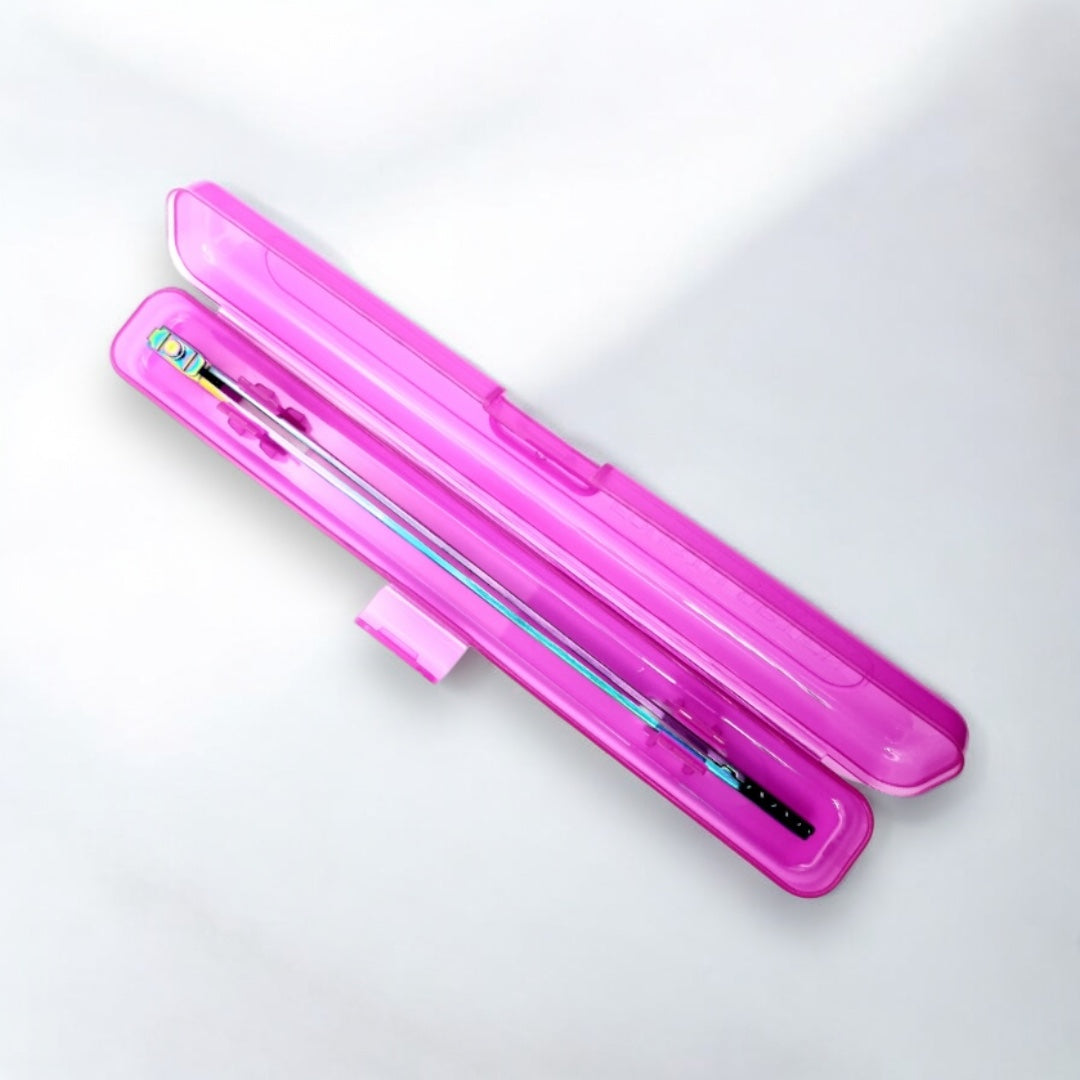 this photo showcases the purple single carry case for the Fourth Option Utensil called the choaf